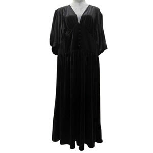 NWT Ralph Lauren Empire Waist Velvet Midi Dress Black Women’s 2X NEW